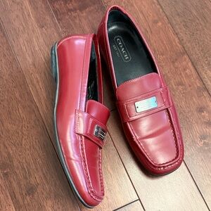 Coach ItalyLora Cranberry Red Slip-On LeatherFlat Loafers 8.5
